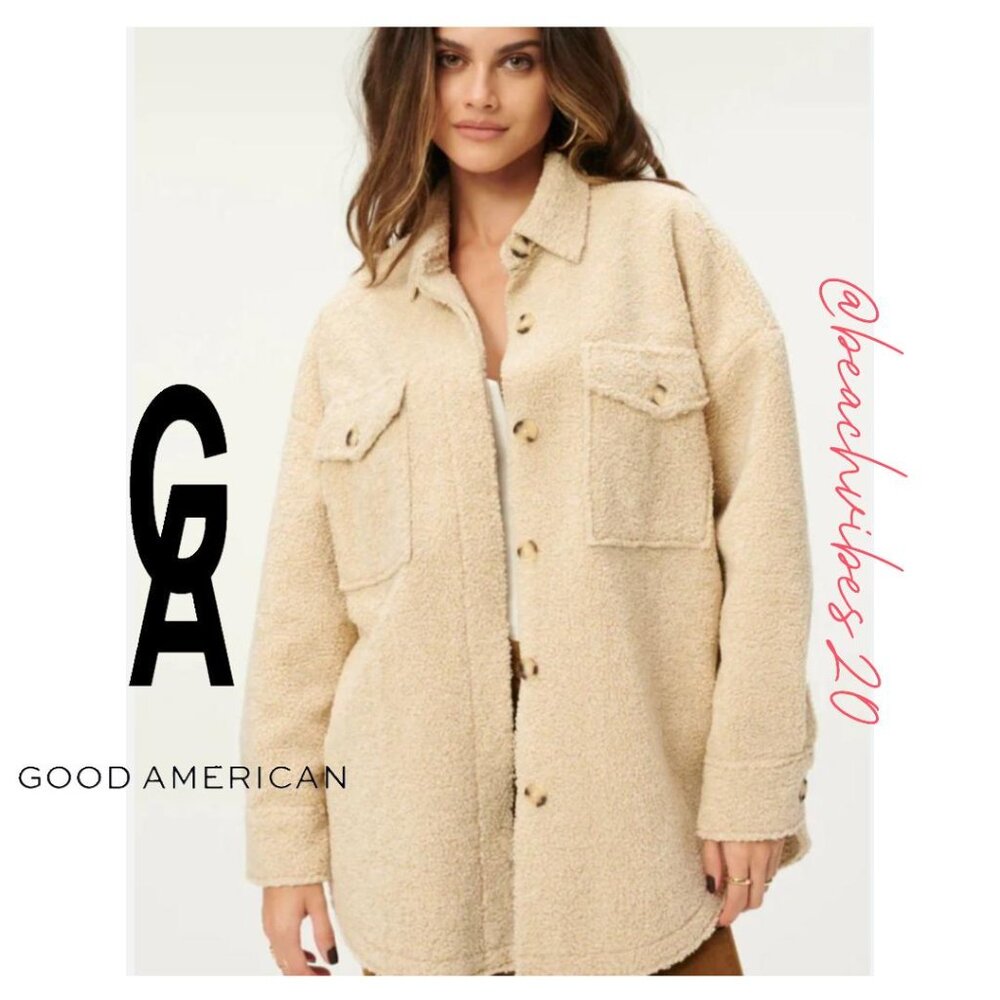 GOOD AMERICAN Sherpa Shirt Jacket Tusk 1/2 NWT O-17